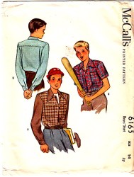 6165 MCCALL 1945 BOYS SS-LS YOKE SHIRT PATTERNS 12,14